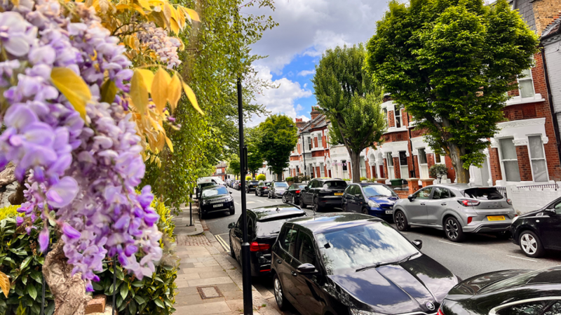 Cars parked on a street in south Fulham